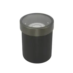 die-cast brass in-ground well light with bronze finish and aNon-Corrosive Polymer body standing upright.