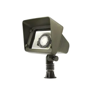 A square outdoor landscape wash light with an adjustable head and mounting base, finished in bronze.