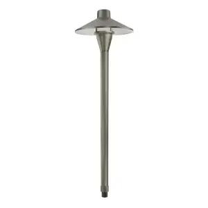 die-cast brass path light with bronze finish standing up.