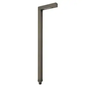 A die-cast brass path light with bronze finish standing upright.