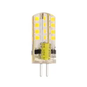 A silicone sealed, encapsulated bi-pin LED lamp.