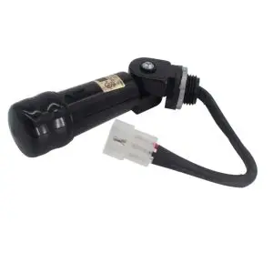 Black photo sener with swivel mount and a prog at the end.