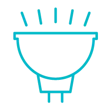 An icon showing a small light shining upwards