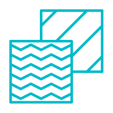 An icon showing two different types of materials