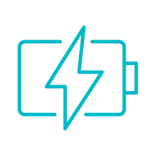 An icon showing a battery with a lightning bolt in the middle of it.